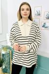 159218 Cizgili Yakali Sweatshirt